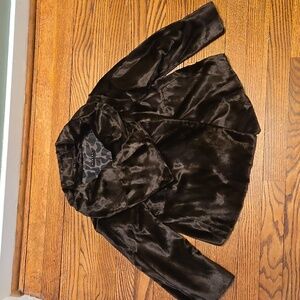 Sisley Brown Faux Fur Cropped Blazer Coat Wrap